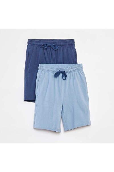 KIABI Plain lightweight sweatshirt fabric shorts with 2 pockets BLUE