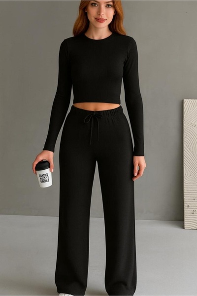 Chicup Aura طقم نسائي منسوج من الأسفل باللون الأسود