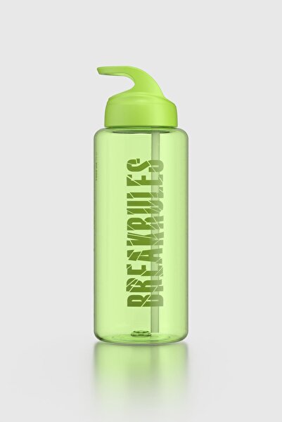 Renga Moly Text Patterned 1000 ml Tritan Water Bottle with Straw 912139 Green
