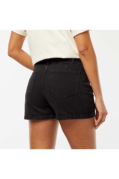 KIABI High-waisted denim shorts with 4 patch pockets GREY