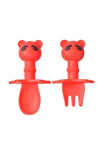 Denn Store Food-grade silicone cutlery set with spoon and fork, for diversification of babies 6+ months