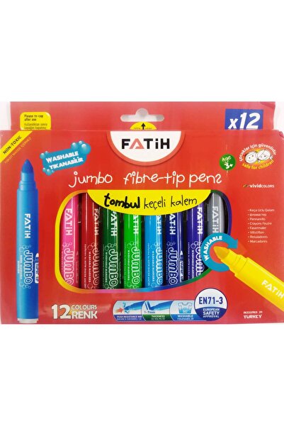 Fatih JUMBO KEÇELİ KALEM-FATİH 12 Lİ JUMBO KEÇELİ KALEM-KURU BOYA HEDİYELİ