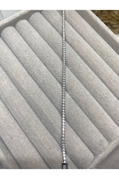 Kaan Accessoire سوار رفيع من الفولاذ بحجر الزركون بلون فضي وذهبي (18 سم)