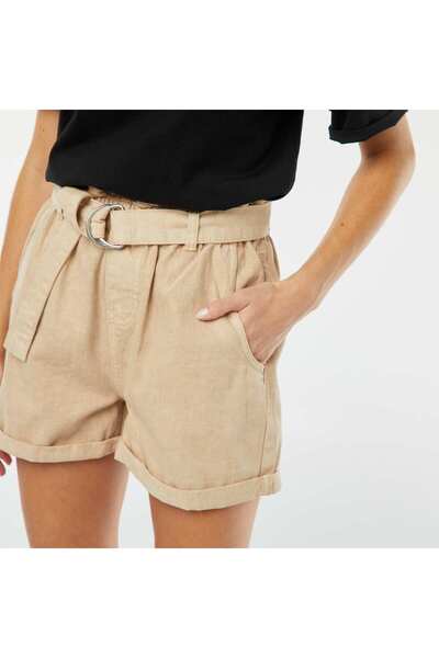 KIABI Paperbag shorts with belt BEIGE