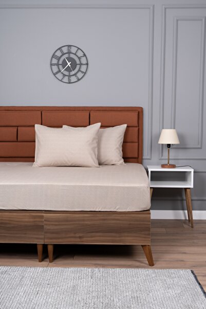 ALTINPAMUK ملاءة مطاطية مزدوجة + 2 غطاء وسادة هدية 160×200 بيج