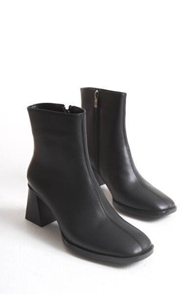 ELAIA SHOES LORA Siyah Küt Burun Kadın Topuklu Bot