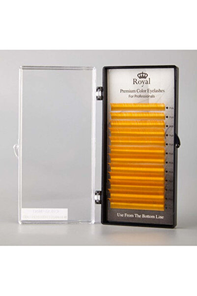 Royal Beauty Premium Royal Silk Eyelash Extensions (Yellow), Curl C, Thickness 0.15mm, Mix Length, 12 Rows