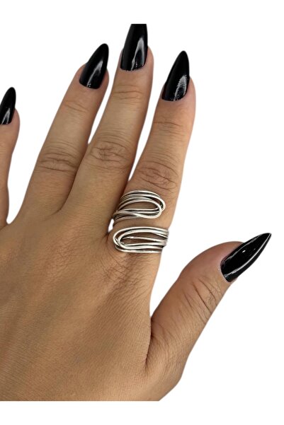 Smyrna خاتم مطلي بالفضة، قابل للتعديل، للجنسين، (خاتم ملفوف بالسلك، للدراجين ...