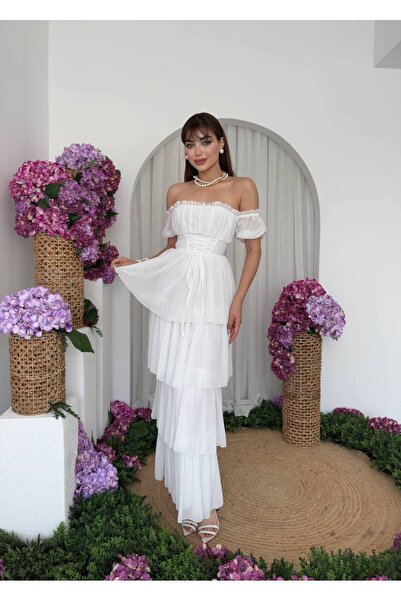 EtikaOnline Zuzu Straplez Şifon Uzun Elbise