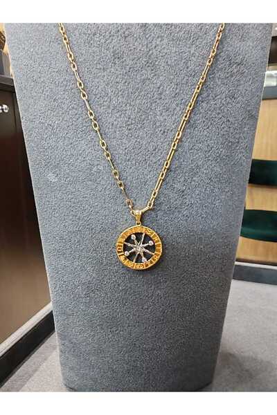 Berr Diamond 14 AYAR ALTIN İTALYAN ATAŞ ZİNCİRLİ BURÇLU PUSULA KOLYE
