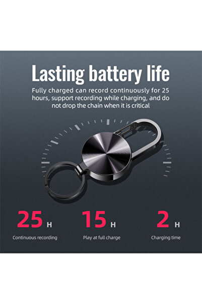 OEM S25 Keychain Spy Recorder, 8 GB Memory Included, MP3 Player, Voice Activation, Black