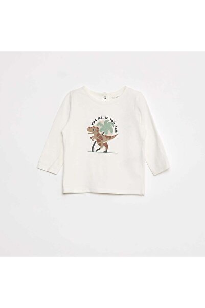 KIABI تي شيرت أبيض بطبعة ديناصور