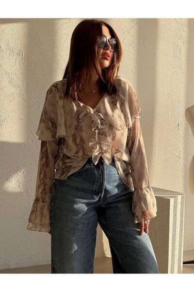 DUB DAB FASHİON KADIN FIRFIRLI GÖMLEK