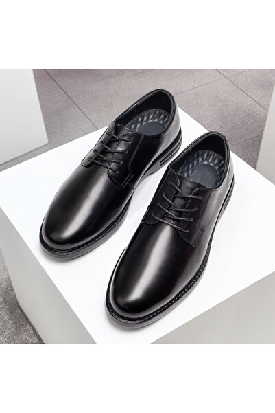 BMoD Pantofi casual bărbătești din piele neagră cu șireturi MOD13964