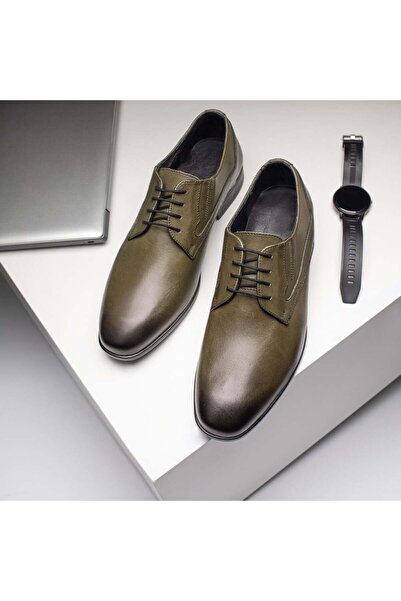 Modlet.ro Men's green lace-up elegant shoes in leather MOD09404