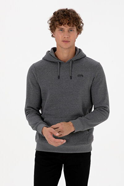 U.S. Polo Assn. Erkek Regular Fit Kapüşonlu Şardonlu Antrasit Melanj Basic Sweatshirt 50315582-VR081