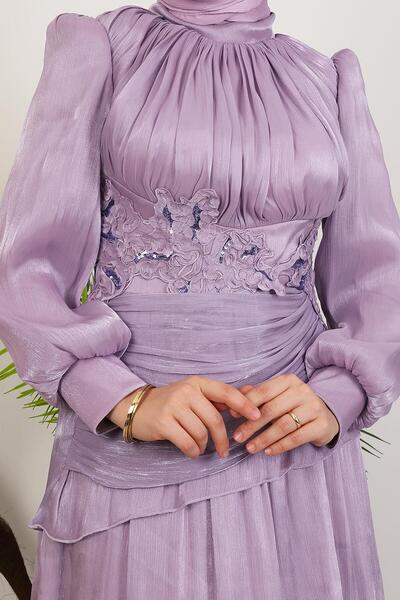 giz astore Menekşe Kat Kat Abiye Lila