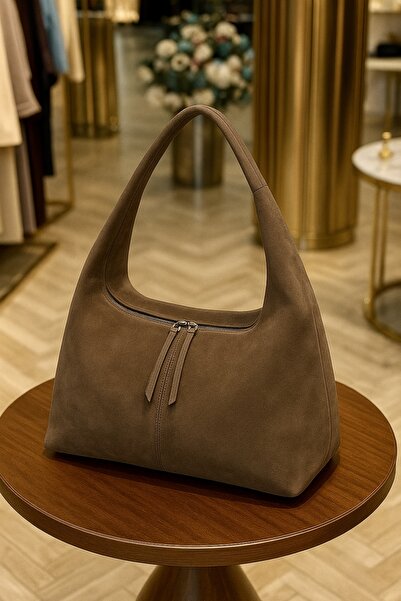 ESTUTE Luxe Suede Hobo Omuz Çantası