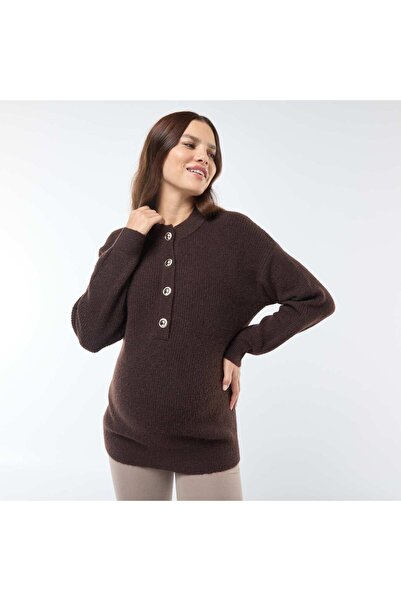 KIABI Nursing sweater with button fastening BROWN