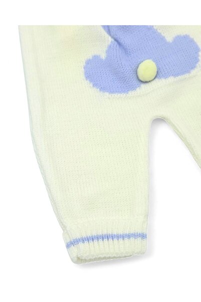 Ege Bebek Winter Rabbit Detailed Knitwear Salopet and Inner Badili Set, 3-6-9-12 Months Knitwear Gardener Jumpsuit R2206