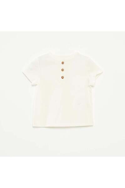 KIABI Short-sleeved T-shirt with Henley collar WHITE
