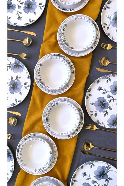 ers erbaşlar LEXI 18 Parça 6 Kişilik Lüx Yemek Takımı Seti Yemek Seti