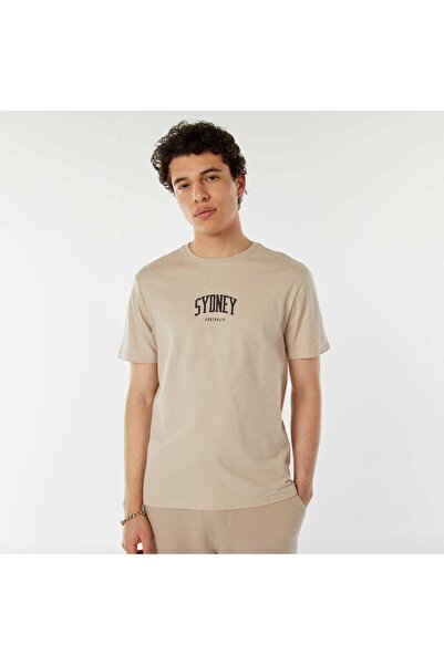 KIABI Printed slogan T-shirt BEIGE