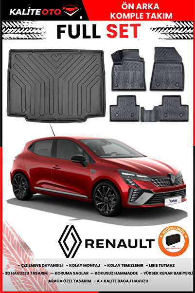 ko kaliteoto Renault Clio 5 2024 Model Bagaj Havuzu+Paspas Takımı Full Set+He...