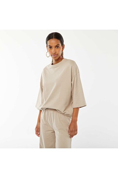 KIABI Oversized T-shirt with wide short sleeves BEIGE