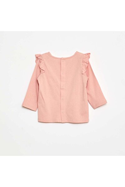 KIABI Long-sleeved patterned T-shirt with ruffled armholes PINK