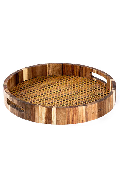 Tantitoni Acacia Wood Hazeran Round Tray 35X5Cm