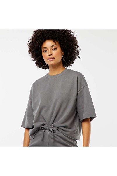 KIABI Short-sleeved loose-fitting sweatshirt GREY