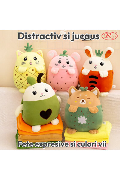 RCO Jucarie Plus Multifunctionala 3 in 1 - Jucarie, perna si paturica pufoasa, 35 cm, WJ6209C