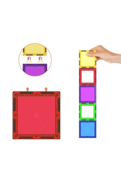 PROCART Magnetic building set with 45 pieces, multicolor, Magnetic Tiles, 3D castle