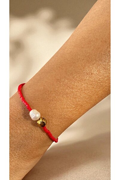 Bensei Takı Dükkanı Bensei Natural Pearl and Gold Lava Stone Accessory Bracelet with Miyuki Beads, Steel Chain and Lock