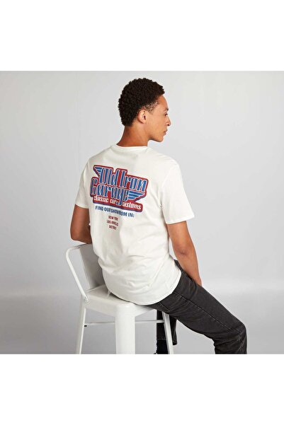 KIABI Straight-cut cotton T-shirt with print WHITE