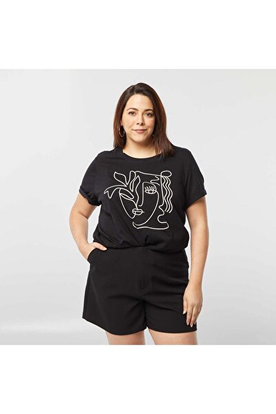 KIABI Short-sleeved printed T-shirt BLACK