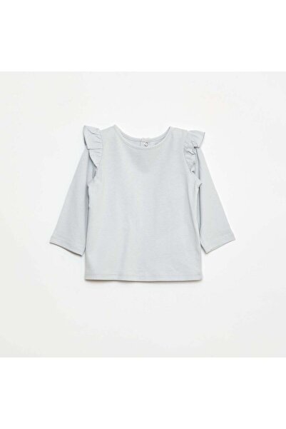 KIABI Long-sleeved patterned T-shirt with ruffled armholes GREY