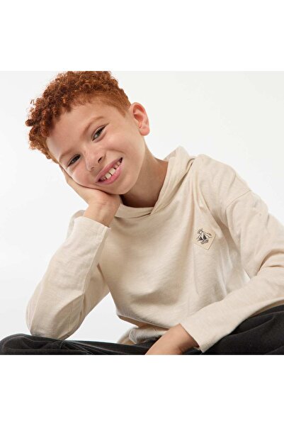 KIABI Long-sleeved T-shirt with hood WHITE