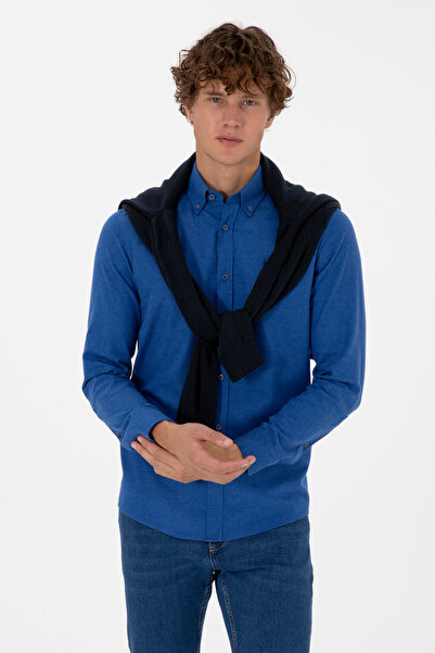 U.S. Polo Assn. Men's Blue Long Sleeve Basic Shirt 50316721-VR212