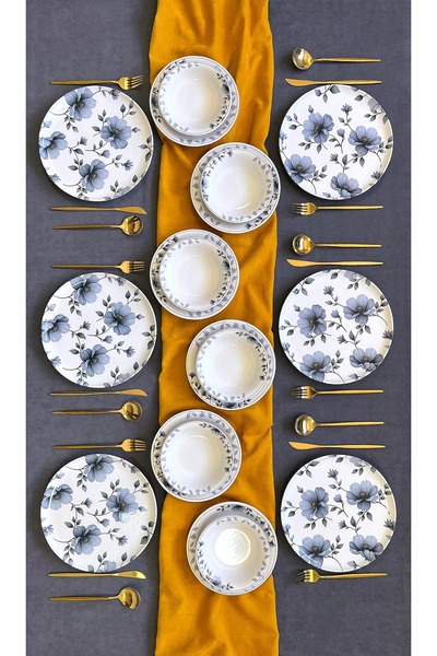 ers erbaşlar LEXI 18 Parça 6 Kişilik Lüx Yemek Takımı Seti Yemek Seti