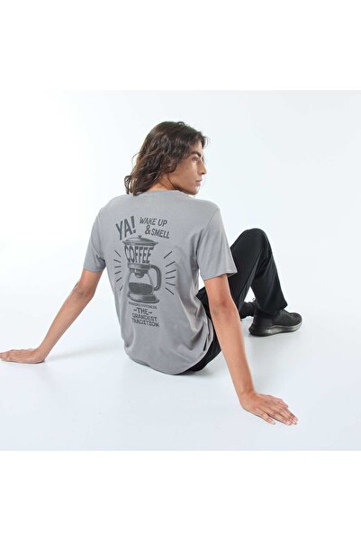 KIABI Short-sleeved printed T-shirt with round neck GREY