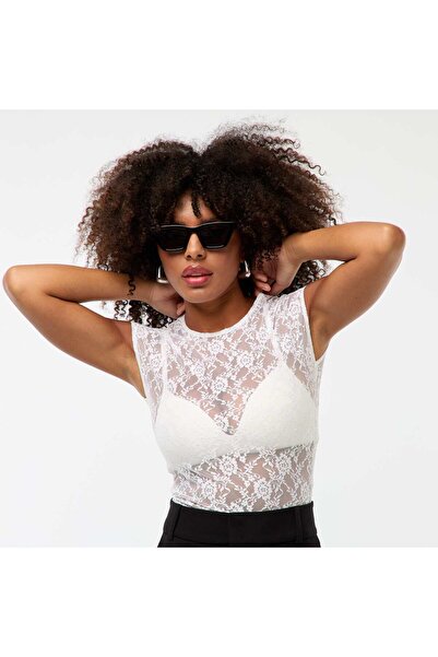 KIABI Openwork lace T-shirt WHITE