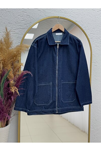 BENAHOLL سترة جينز بجيب مزدوج بسحاب من كابونا - LS17788 أزرق داكن