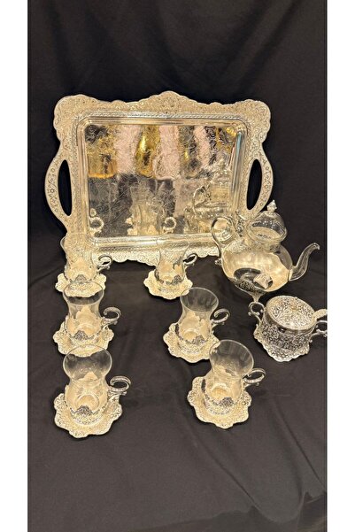 MASA Set of 6 cups with 6 cups saucers, a tray, and a glass cooler