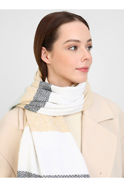 Tuva Patterned Shoulder Shawl - Mustard -