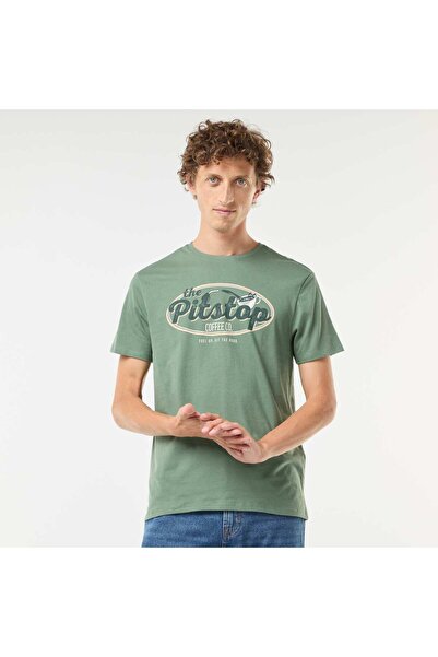 KIABI تي شيرت مطبوع بأكمام قصيرة باللون الأخضر