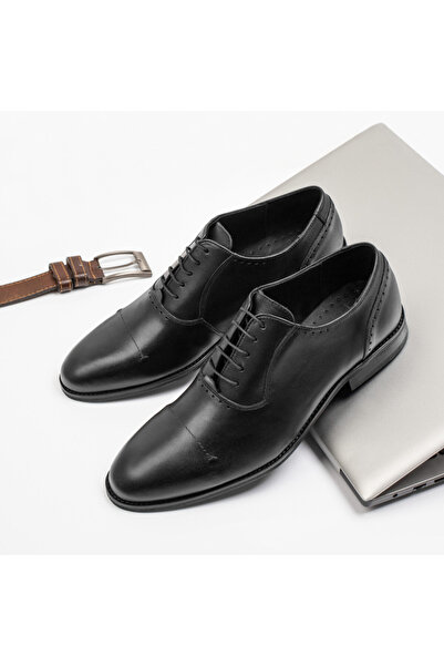 Modlet.ro Men's black lace-up elegant shoes in leather MOD11464