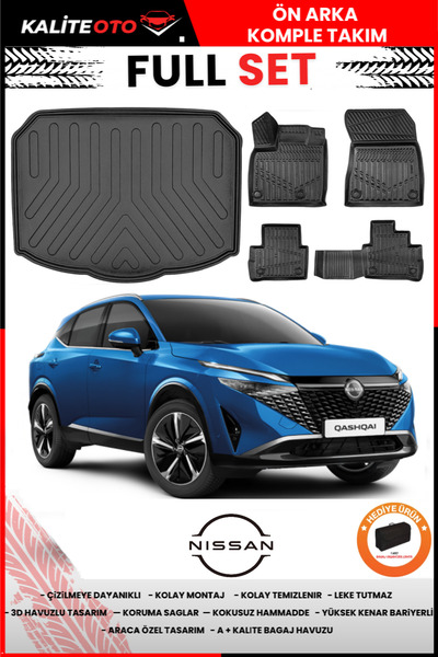 ko kaliteoto Nissan Qashqai 2023-2024-2025 Model Alt Bagaj Havuzu+Paspas Takı...