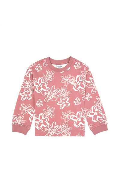 U.S. Polo Assn. Girl's Orchid Flower Patterned Crew Neck Sweatshirt 50317957-Vr221